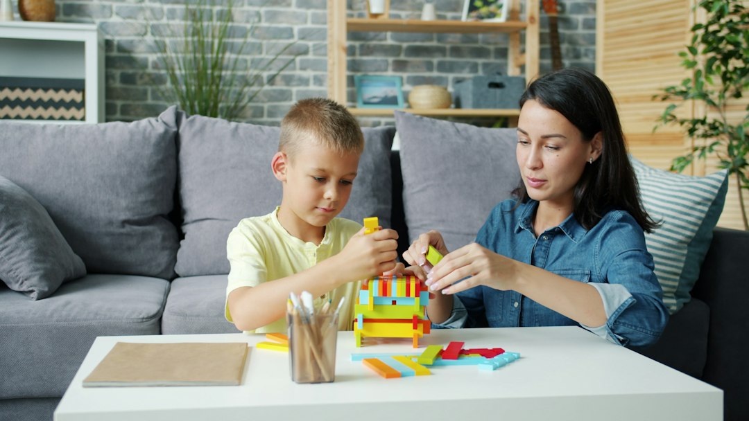 Child practicing occupational motor coordination and play skills